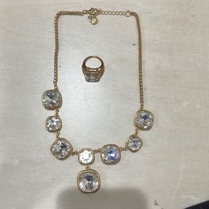 Gold and White Jewel Ring + Necklace.
